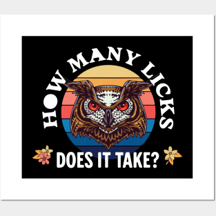 Funny Owl How Many Licks Does It Take Retro Vintage Posters and Art